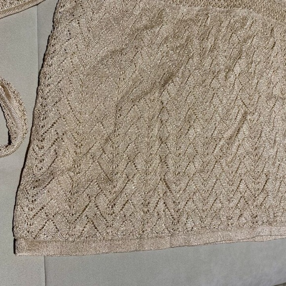 Dana Buchman Sparkly Blush Knit V-Neck Sweater With Belt 1X NWOT 3/4 Sleeves - Picture 2 of 6